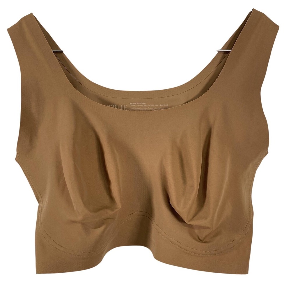 True & Co Bralette Bra Womens 34DDD Medium Beige Knit Wireless Seamless Comfort